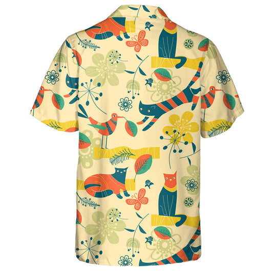 Theme Cats Birds Flowers And Butterflies Hawaiian Shirt,Hawaiian Shirt Gift, Christmas Gift