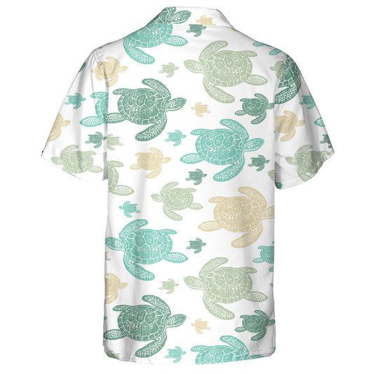 Realistic Style Of Sea Turtles On White Background Hawaiian Shirt, Hawaiian Shirt Gift, Christmas Gift