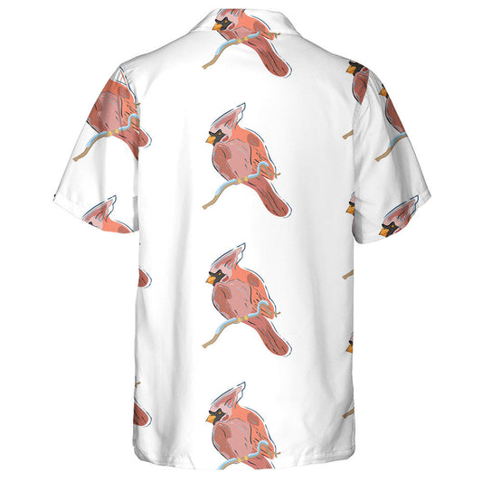 Funny Red Cardinal Bird On Light Background Hawaiian Shirt, Hawaiian Shirt Gift, Christmas Gift