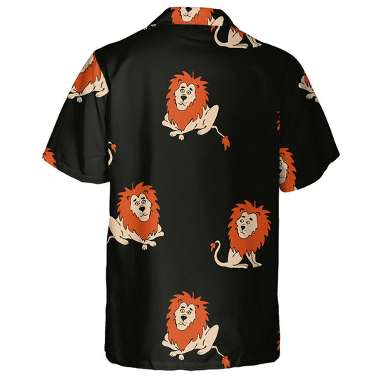 Sad Lion Sitting On Black Background Hawaiian Shirt,Hawaiian Shirt Gift, Christmas Gift