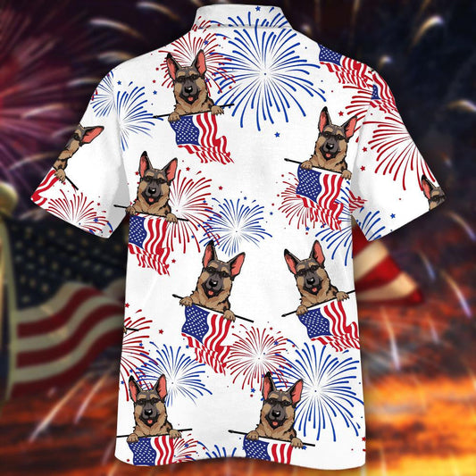 Cool German Shepherd White Theme Hawaiian Shirt,Hawaiian Shirt Gift, Christmas Gift