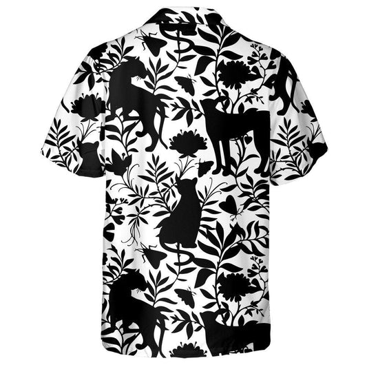 Wild African Leopards And Tiger Black Silhouettes Hawaiian Shirt, Hawaiian Shirt Gift, Christmas Gift