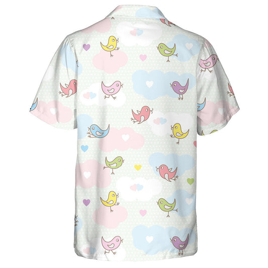Multicolored Cute Little Birds With Heart And Cloud Hawaiian Shirt, Hawaiian Shirt Gift, Christmas Gift
