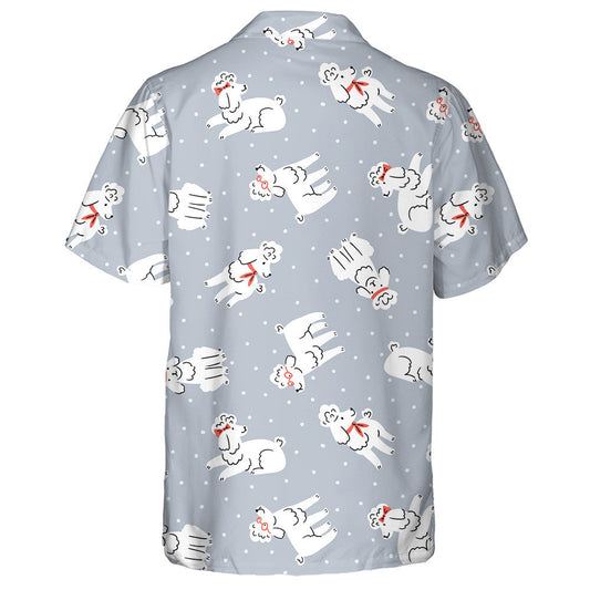 Poodles On Polka Dot Light Grey Background Hawaiian Shirt, Hawaiian Shirt Gift, Christmas Gift
