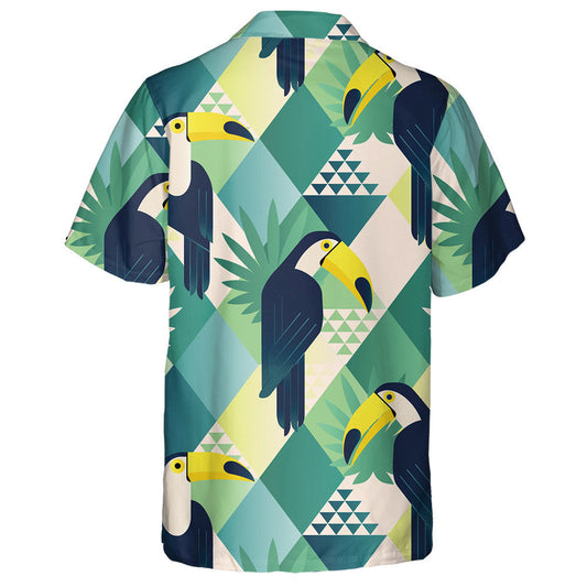 Funny Bird On Rhombus Patchwork Background Hawaiian Shirt,Hawaiian Shirt Gift, Christmas Gift