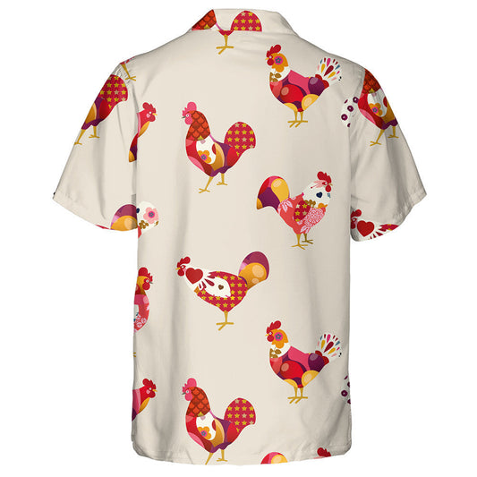 Funny Colorful Chicken Rooster On Gray Background Hawaiian Shirt, Hawaiian Shirt Gift, Christmas Gift