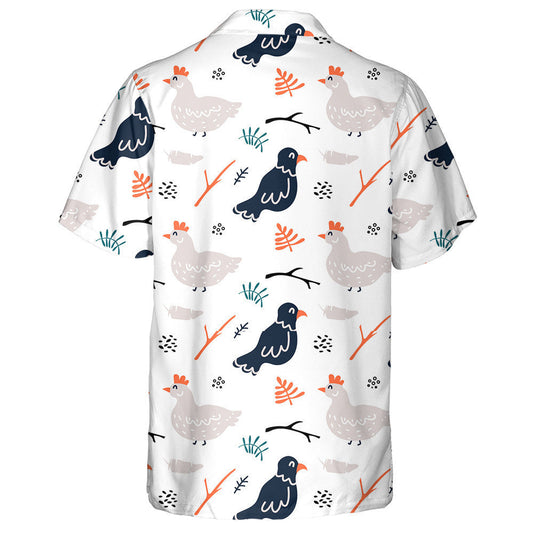 Cute Chicken And Black Raven With Plant Hawaiian Shirt, Hawaiian Shirt Gift, Christmas Gift