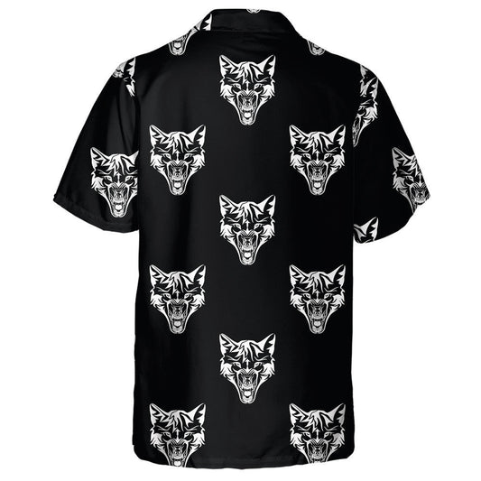 Silver Wolf Head On A Black Background Hawaiian Shirt, Hawaiian Shirt Gift, Christmas Gift