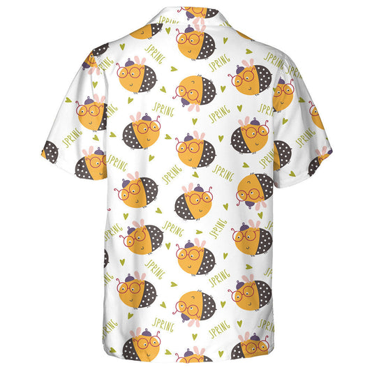 Watercolor Funny Bee Wearing Glasses And Hat Hawaiian Shirt, Hawaiian Shirt Gift, Christmas Gift