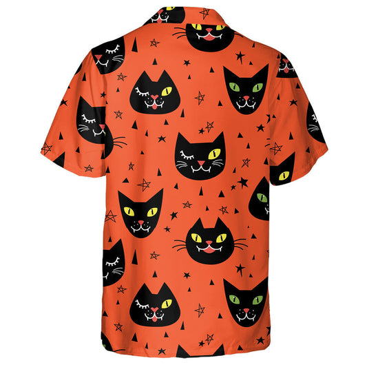 Cute Black Cats Funny Halloween Background Hawaiian Shirt, Hawaiian Shirt Gift, Christmas Gift