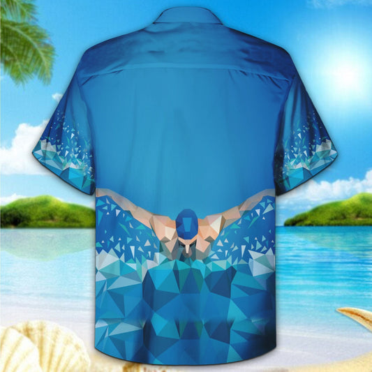 Swimming On Blue Crazy Ornamental Hawaiian Shirt And Shorts, Hawaiian Shirt Gift, Christmas Gift