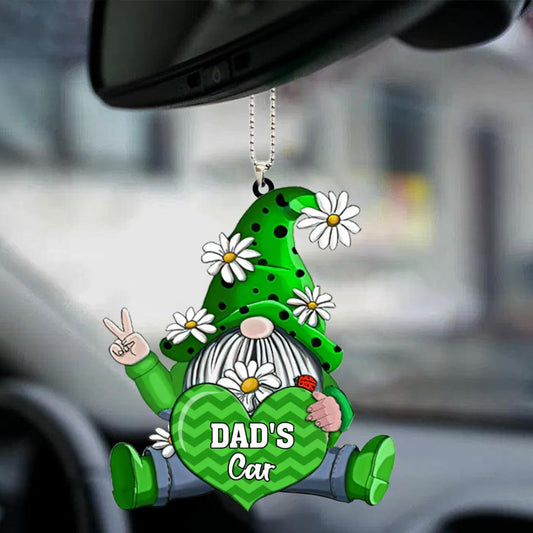 Personalized Shaped Car Acrylic Car Hanging Ornament Gnomes With Hearts Ornaments Interior Car, Christmas Decoration
