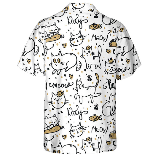 Cute Cats Animal Pet On White Background Hawaiian Shirt, Hawaiian Shirt Gift, Christmas Gift
