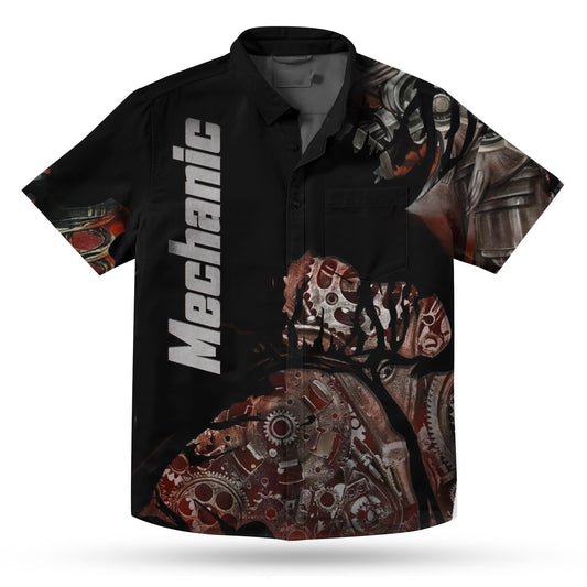 Punk Red Mechanic Nice Ornamental Hawaiian Shirt,Hawaiian Shirt Gift, Christmas Gift