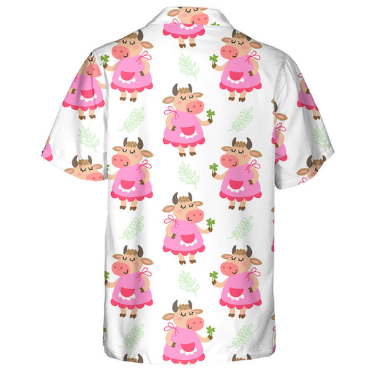 Cow In Pink Dress And Clover Hawaiian Shirt,Hawaiian Shirt Gift, Christmas Gift