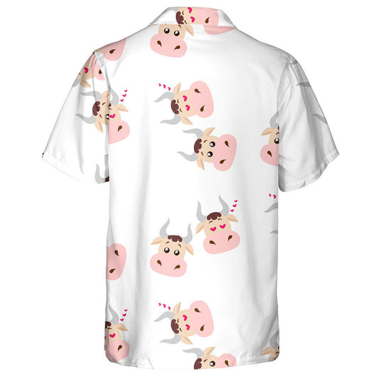 Funny Smiling Cartoon Cow Falling In Love Hawaiian Shirt, Hawaiian Shirt Gift, Christmas Gift