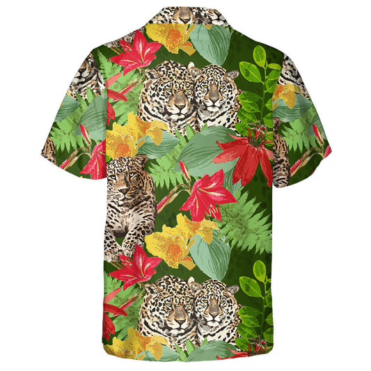 Leopard And Flowers On Green In Vintage Style Hawaiian Shirt, Hawaiian Shirt Gift, Christmas Gift