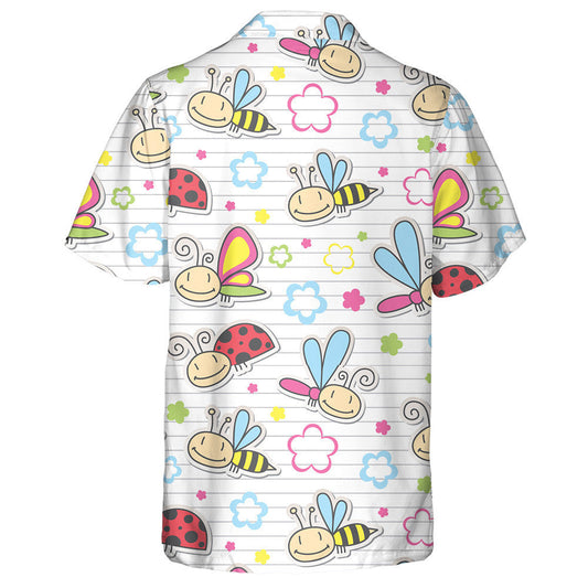 Láimhe Tarraingthe Peony Feithidí gleoite Agus Bláthanna Léine Haváís Féileacán, Bronntanas Léine Haváís, Bronntanas Nollag