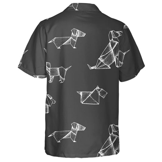 Origami With White Paper Dogs On Grey Hawaiian Shirt, Hawaiian Shirt Gift, Christmas Gift