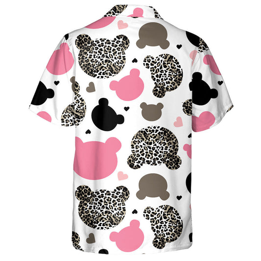 Teddy Bear With Leopard Skin Background Hawaiian Shirt,Hawaiian Shirt Gift, Christmas Gift