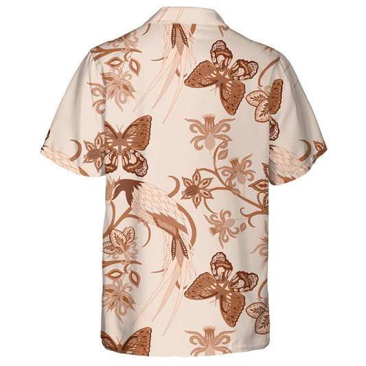 Hand Drawn Ethnic Flowers Bird And Butterly Hawaiian Shirt, Hawaiian Shirt Gift, Christmas Gift