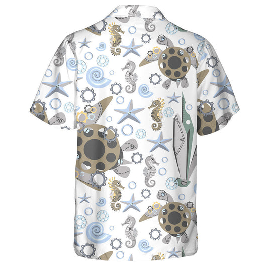 Capaill agus Turtar Teibí Mara Léine Haváís Stíl Steampunk, Bronntanas Léine Haváís, Bronntanas Nollag