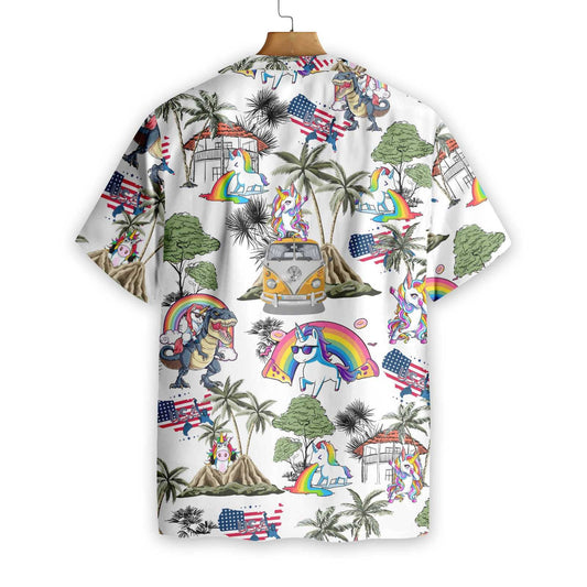 Rainbow Cool Unicorn American Flag Design Hawaiian Shirt,Hawaiian Shirt Gift, Christmas Gift