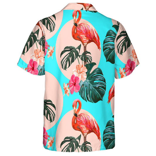 Beautiful Flamingo With Floral And Monstera Leaves Hawaiian Shirt, Hawaiian Shirt Gift, Christmas Gift