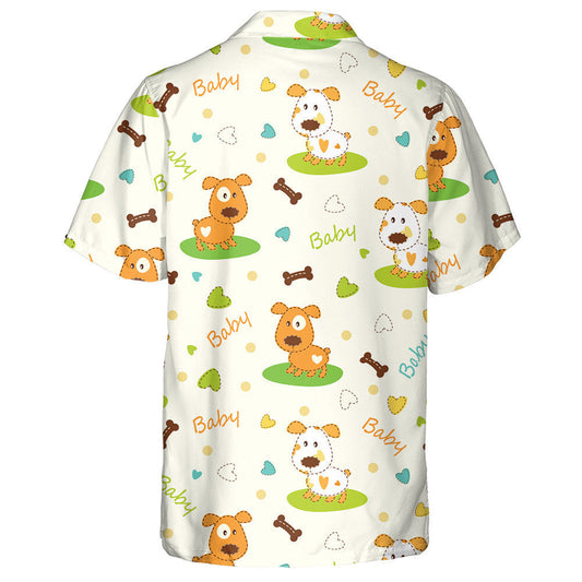Cartoon Dog And Word Baby Isolated Background Hawaiian Shirt, Hawaiian Shirt Gift, Christmas Gift