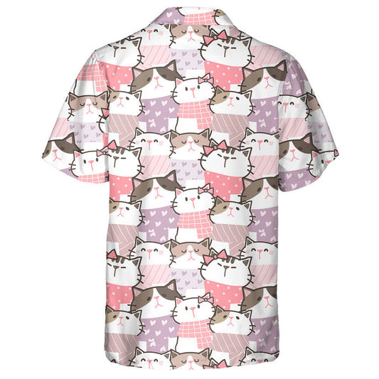 Cat Pet Close Eyes In Cartoon Style Hawaiian Shirt, Hawaiian Shirt Gift, Christmas Gift