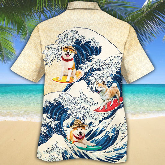 Shiba Inu Dog Lovers Wave Hello Summer Hawaiian Shirt, Hawaiian Shirt Gift, Christmas Gift