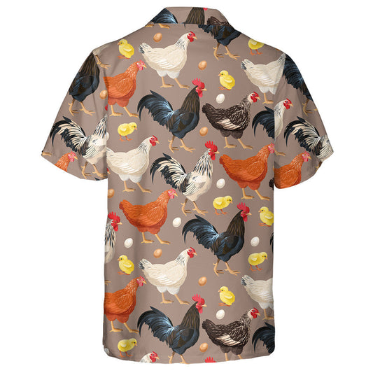 Colorful Chicken Rooster And Hen With Egg Hawaiian Shirt, Hawaiian Shirt Gift, Christmas Gift