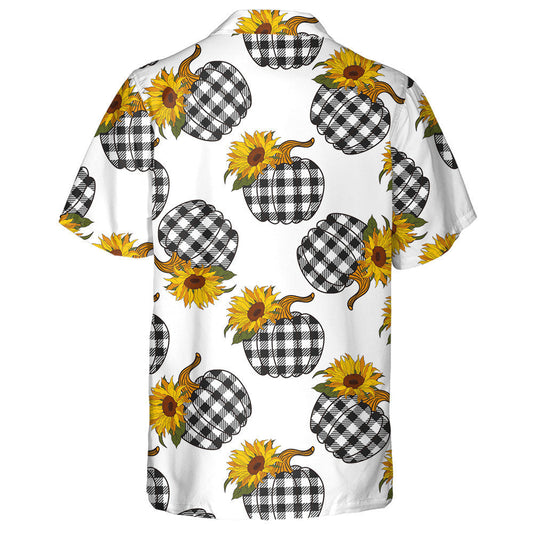 Léiriú Pumpkin Plaid Lusanna Gréine Feirme ar Chúlra Bán Léine Haváí, Bronntanas Léine Haváís, Bronntanas Nollag