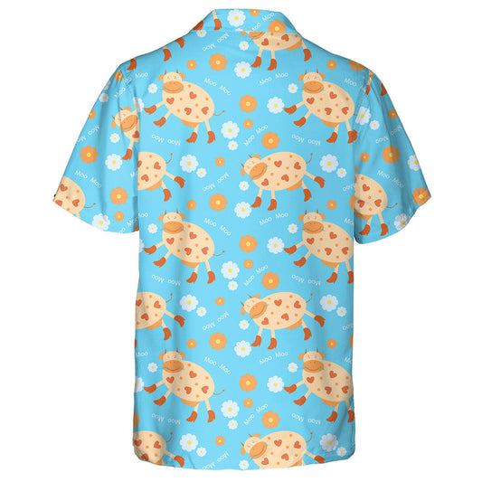 Funny Cow In Boots On A Blue Background Hawaiian Shirt, Hawaiian Shirt Gift, Christmas Gift