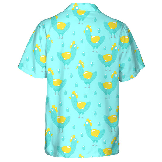 Egg And Cute Chicken With Big Eyes Hawaiian Shirt, Hawaiian Shirt Gift, Christmas Gift