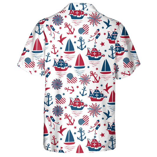 Happy Columbus Day Nautical Icons Illustration Hawaiian Shirt, Hawaiian Shirt Gift, Christmas Gift