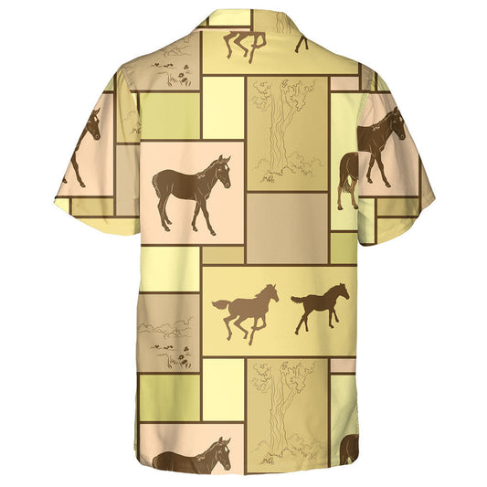 Funny Cartoon Illustration Horses And Tree Hawaiian Shirt,Hawaiian Shirt Gift, Christmas Gift