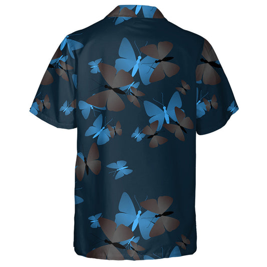 Hand Drawn Beautiful Butterflies On Dark Background Hawaiian Shirt, Hawaiian Shirt Gift, Christmas Gift