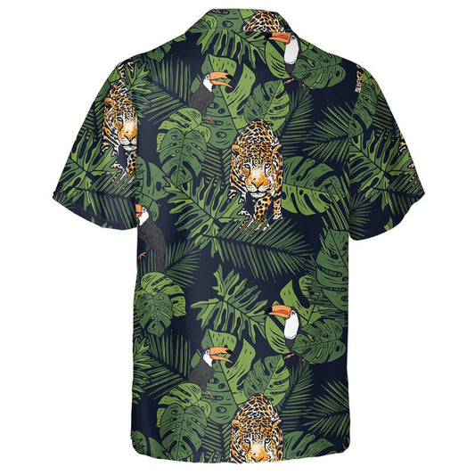 Tropical Leaves With Toucan And Leopard Background Hawaiian Shirt, Hawaiian Shirt Gift, Christmas Gift