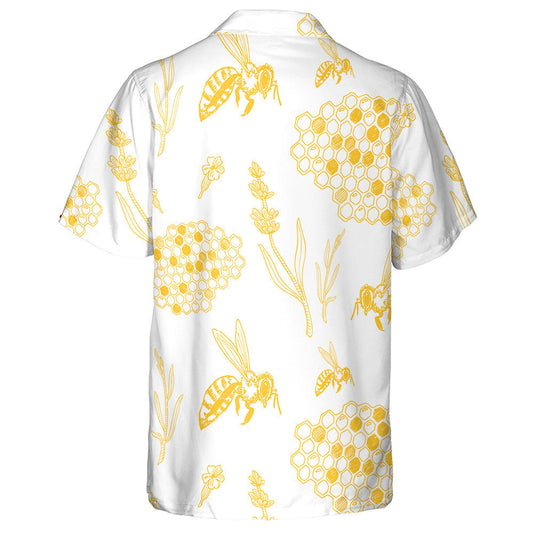 Natural Background With Honeycomb Bee Flowers And Branches Hawaiian Shirt, Hawaiian Shirt Gift, Christmas Gift
