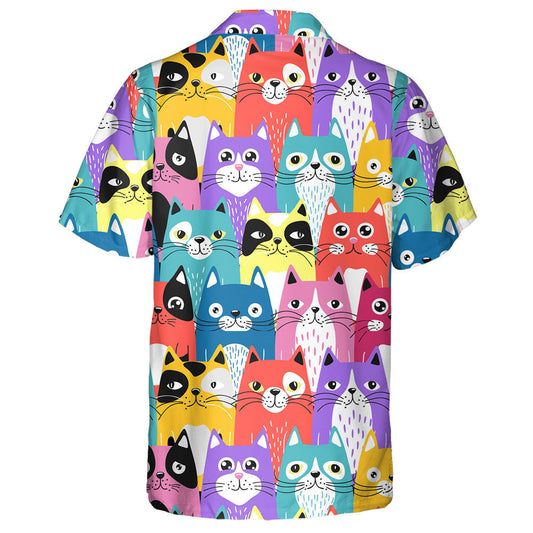 Funny Cartoon Cats In Retro Style Hawaiian Shirt,Hawaiian Shirt Gift, Christmas Gift