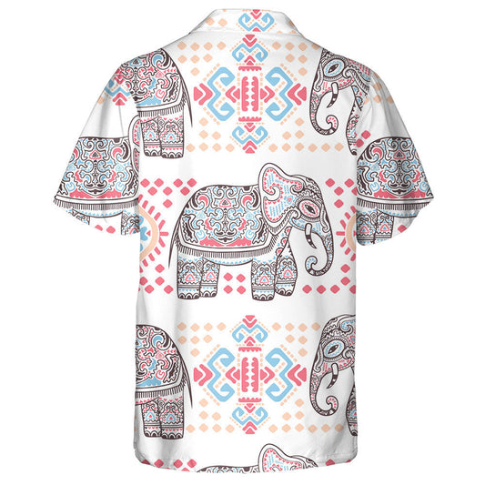 Indian Lotus Ethnic Elephant And Special Shapes Hawaiian Shirt, Hawaiian Shirt Gift, Christmas Gift