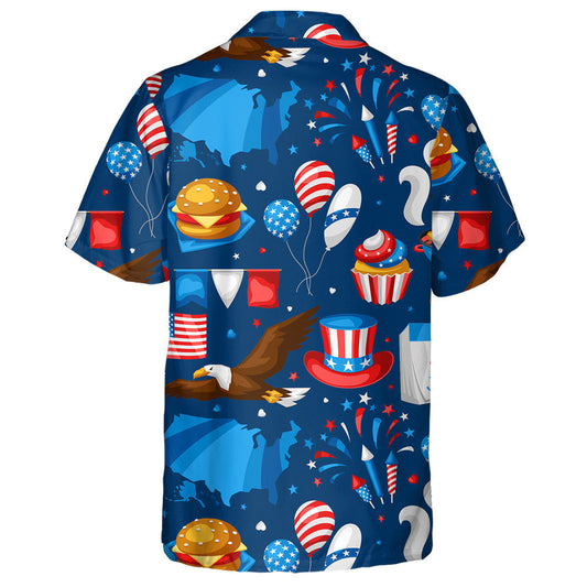 Foods And Symbols Of American Patriotic Illustration Hawaiian Shirt, Hawaiian Shirt Gift, Christmas Gift