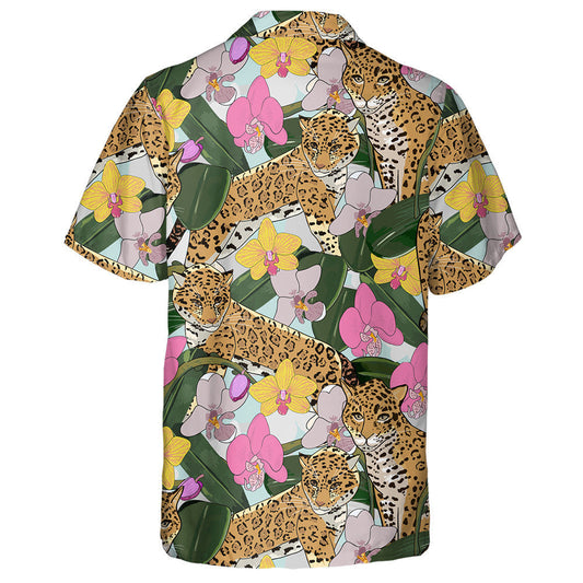 Cute Butterflies Against A Blue Leopard Background Hawaiian Shirt, Hawaiian Shirt Gift, Christmas Gift