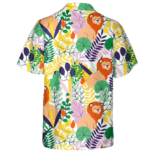 Sleeping Lions Tropical Palnt Jungle Botanical Hawaiian Shirt, Hawaiian Shirt Gift, Christmas Gift
