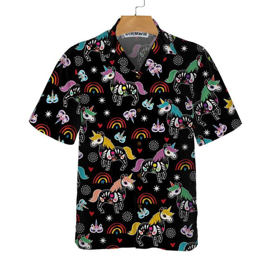 Unicorn Tops Peach Day Of The Dead Hawaiian Shirt, Hawaiian Shirt Gift, Christmas Gift
