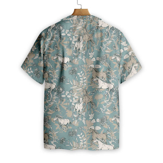 Drab Color Beautiful Horses Design Hawaiian Shirt,Hawaiian Shirt Gift, Christmas Gift