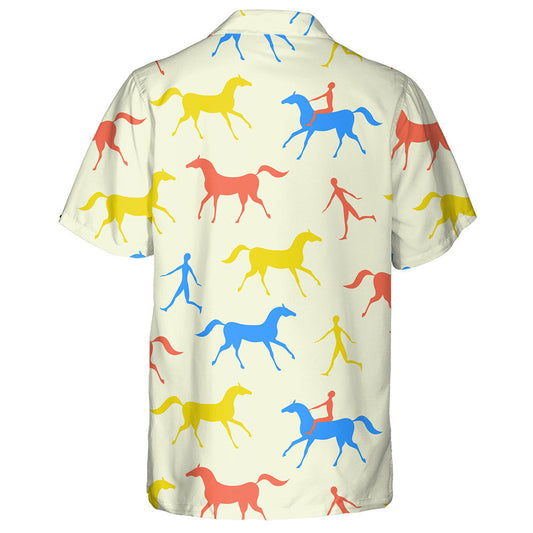 Man And Horse Movement Red Blue And Yellow Hawaiian Shirt, Hawaiian Shirt Gift, Christmas Gift