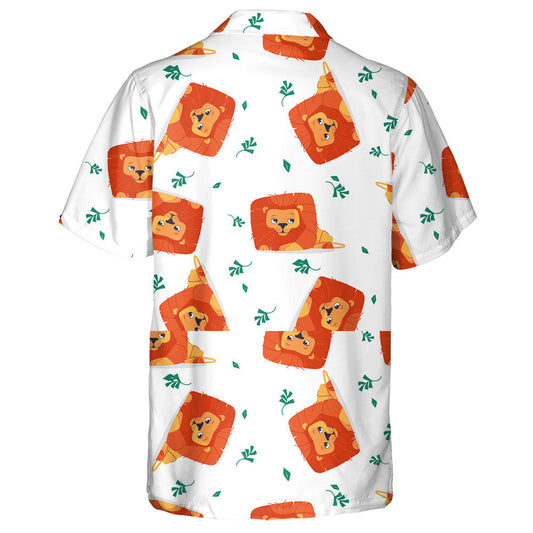 Lazy Lion With Leaves On White Background Hawaiian Shirt, Hawaiian Shirt Gift, Christmas Gift