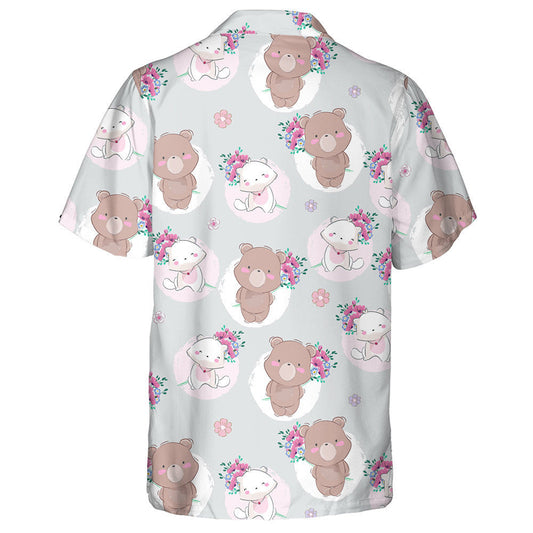 Happy Day For Little Bear And Cat Hawaiian Shirt, Hawaiian Shirt Gift, Christmas Gift